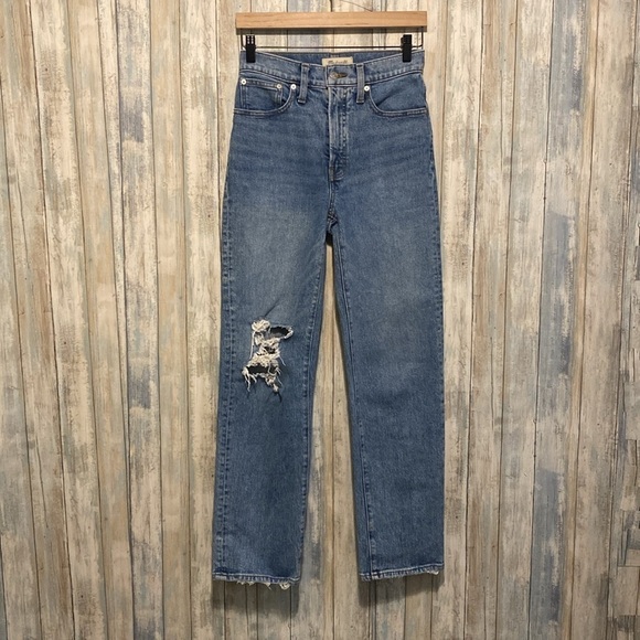 NWOT The Perfect Vintage Straight Jean in Kingsbury Wash: Knee-Rip Edition | 25 - Picture 7 of 10